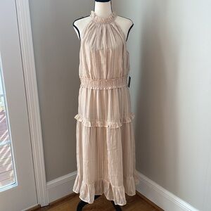 Express NWT halter blush wedding graduation midi dress sleeveless
